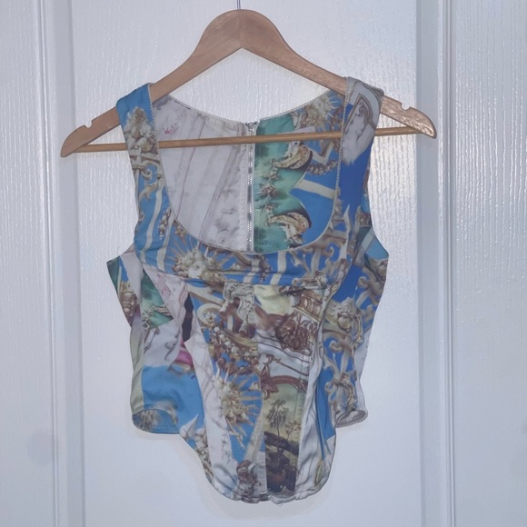 MIAOU CAMPBELL CORSET TOP WITH BUSTIER Boning Colorful Printed Crop Top Medium - Picture 5 of 12